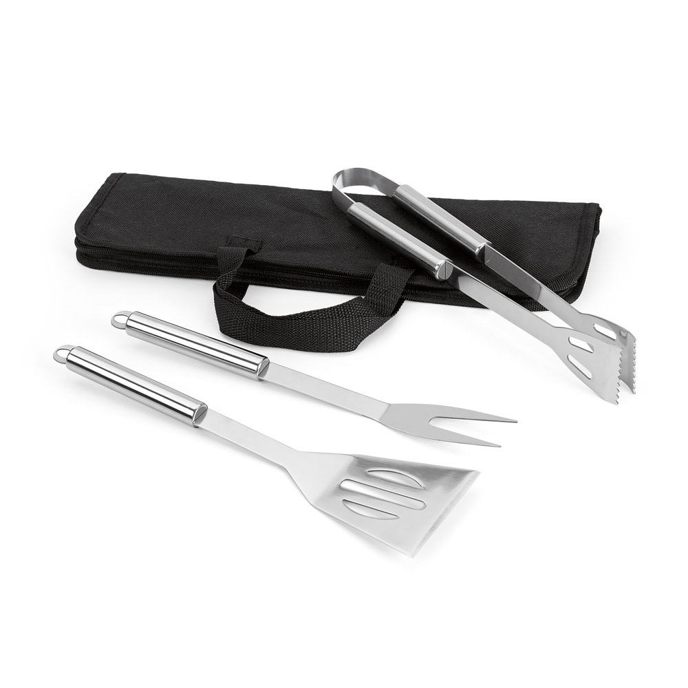 SOARES. Set de barbecue de 3 pièces en acier inoxydable