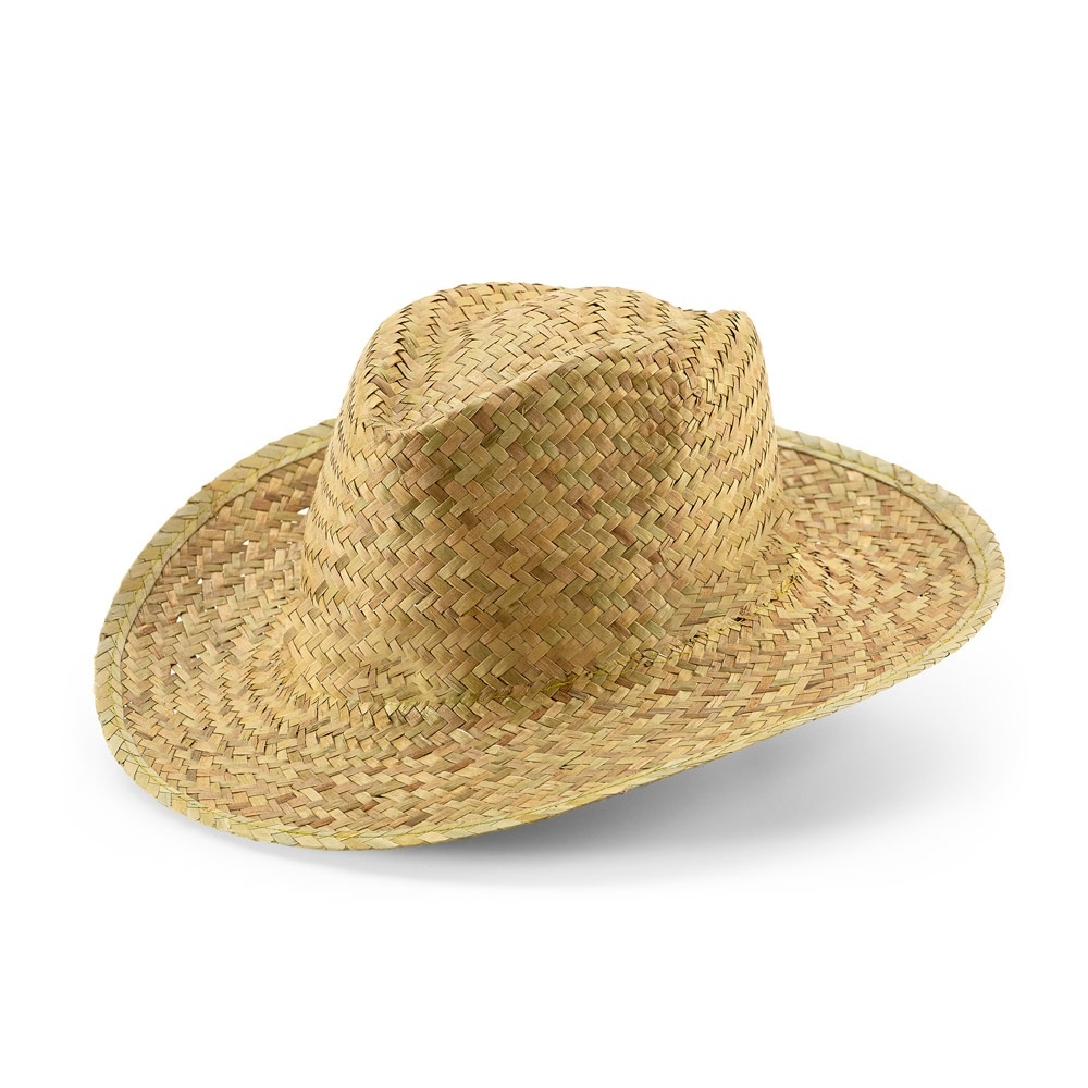 Chapeau en paille naturelle avec un ruban couleur crème