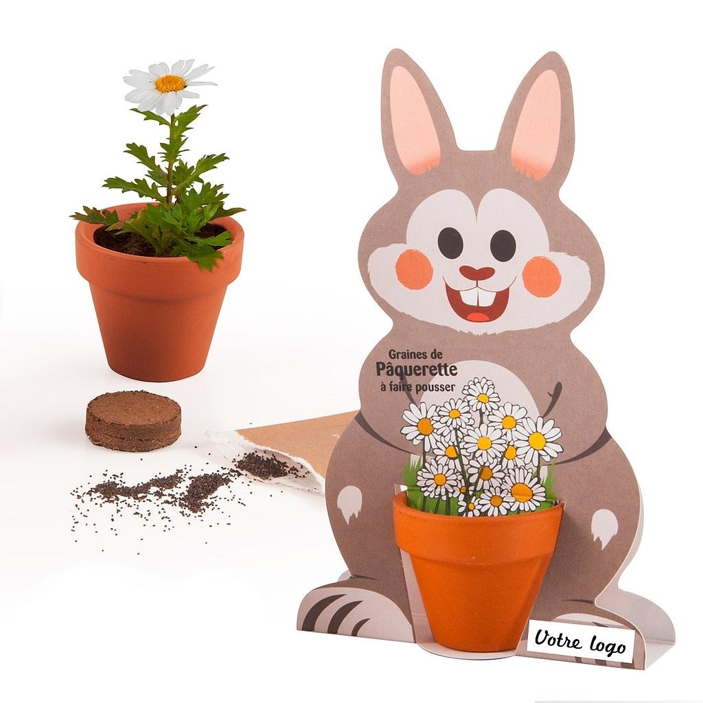 KIT DE PLANTATION 45 MM AVEC CARTE LAPIN DE PÂQUES