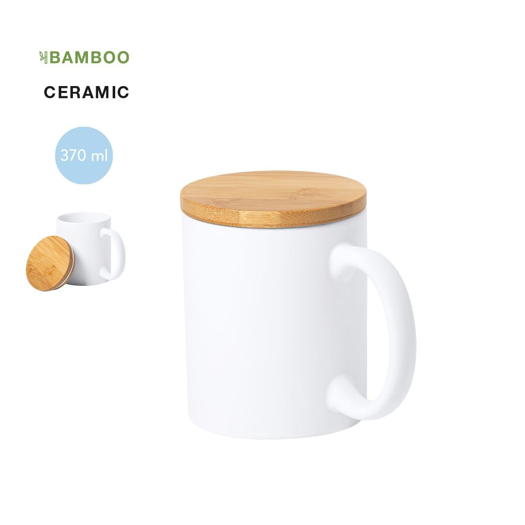 Mug publicitaire en céramique et bambou