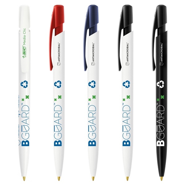 Stylo bille BIC® Media Clic BGUARD™ Antimicrobial Ecolutions® Logo Antimicrobial