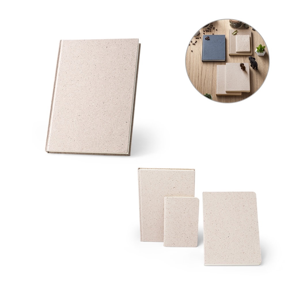 ORGANIC RIGID. Bloc-notes A5 avec couverture rigide fabriquée à partir de matière organique d'éléphant (95%)