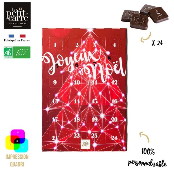Calendrier de L'Avent Basic 60g Noir 71% Bio - Impression Recto-Verso