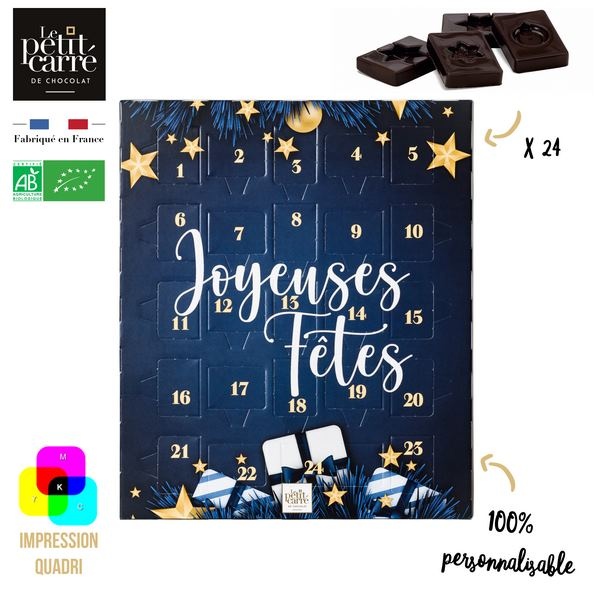 Calendrier de L'Avent Basic 125g Noir 71% Bio - Impression Recto-Verso