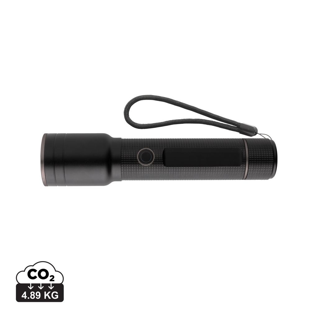 Torche robuste rechargeable par USB en aluminium recyclé RCS