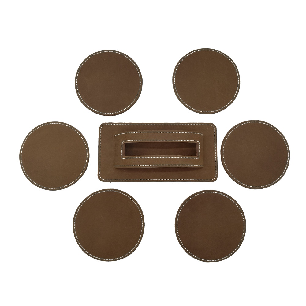 Sous-verres x6 et présentoir cuir Homer