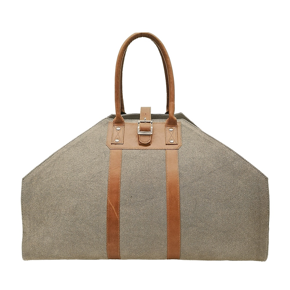 Porte-bûches cuir et canvas Lionel