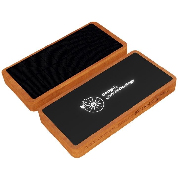 Batterie externe éco solaire 10000 FSC 100% bambou (Stock)