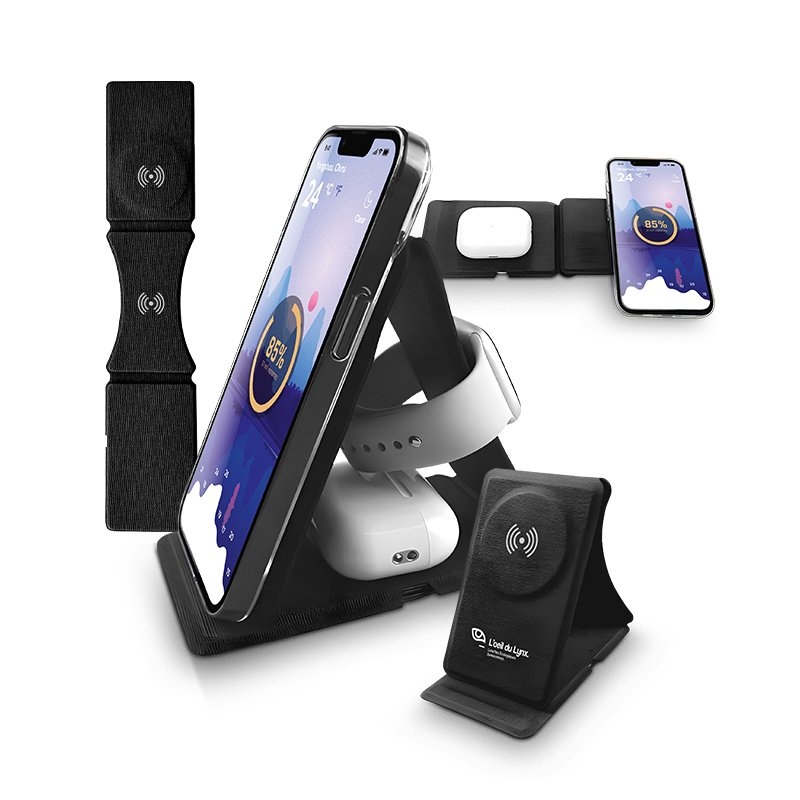 CHARGEUR INDUCTION 3 EN 1 ET SUPPORT PLIABLE EN rPET