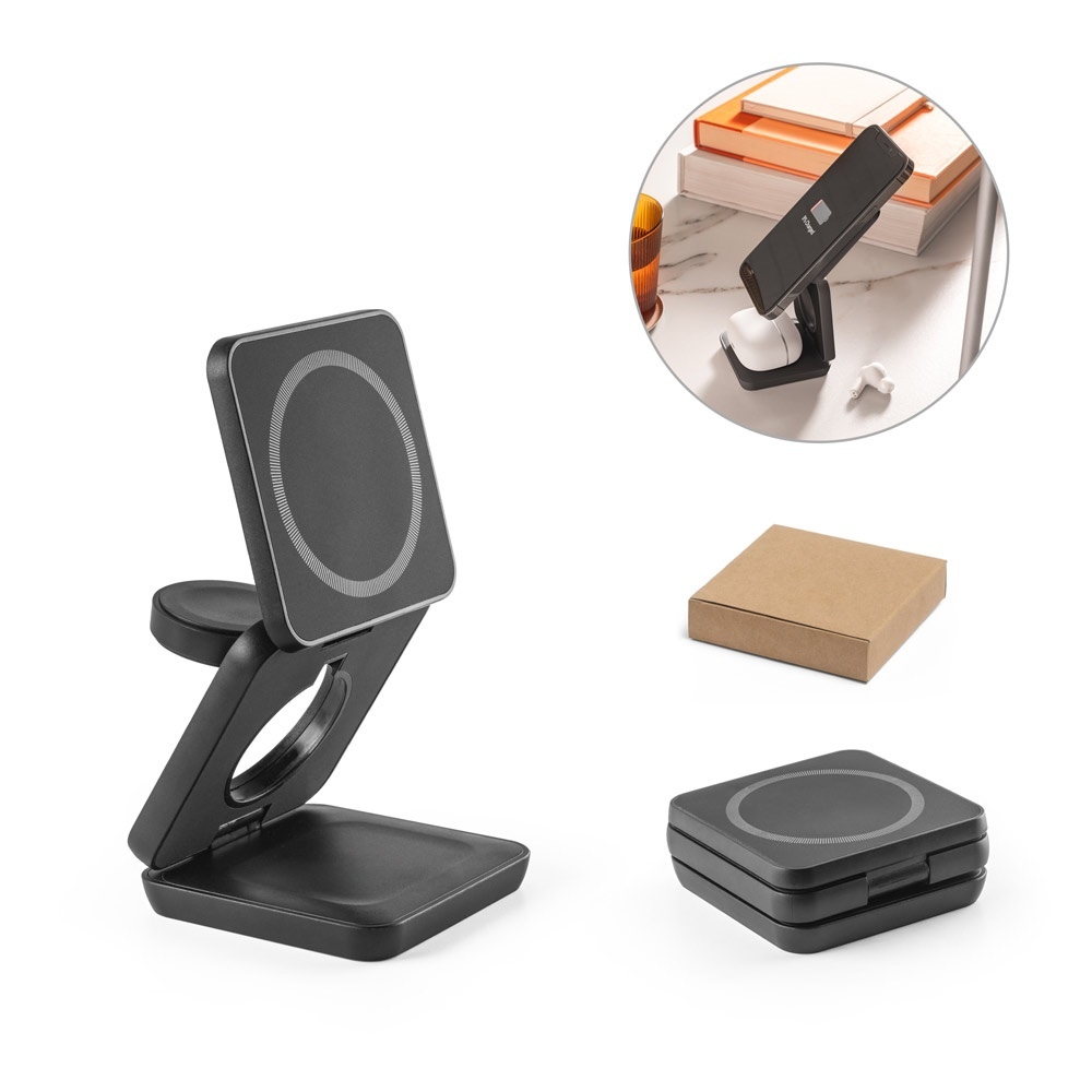 BROGLIE. Chargeur magnétique sans fil ultra-rapide 15W 3-en-1 en 100% rABS