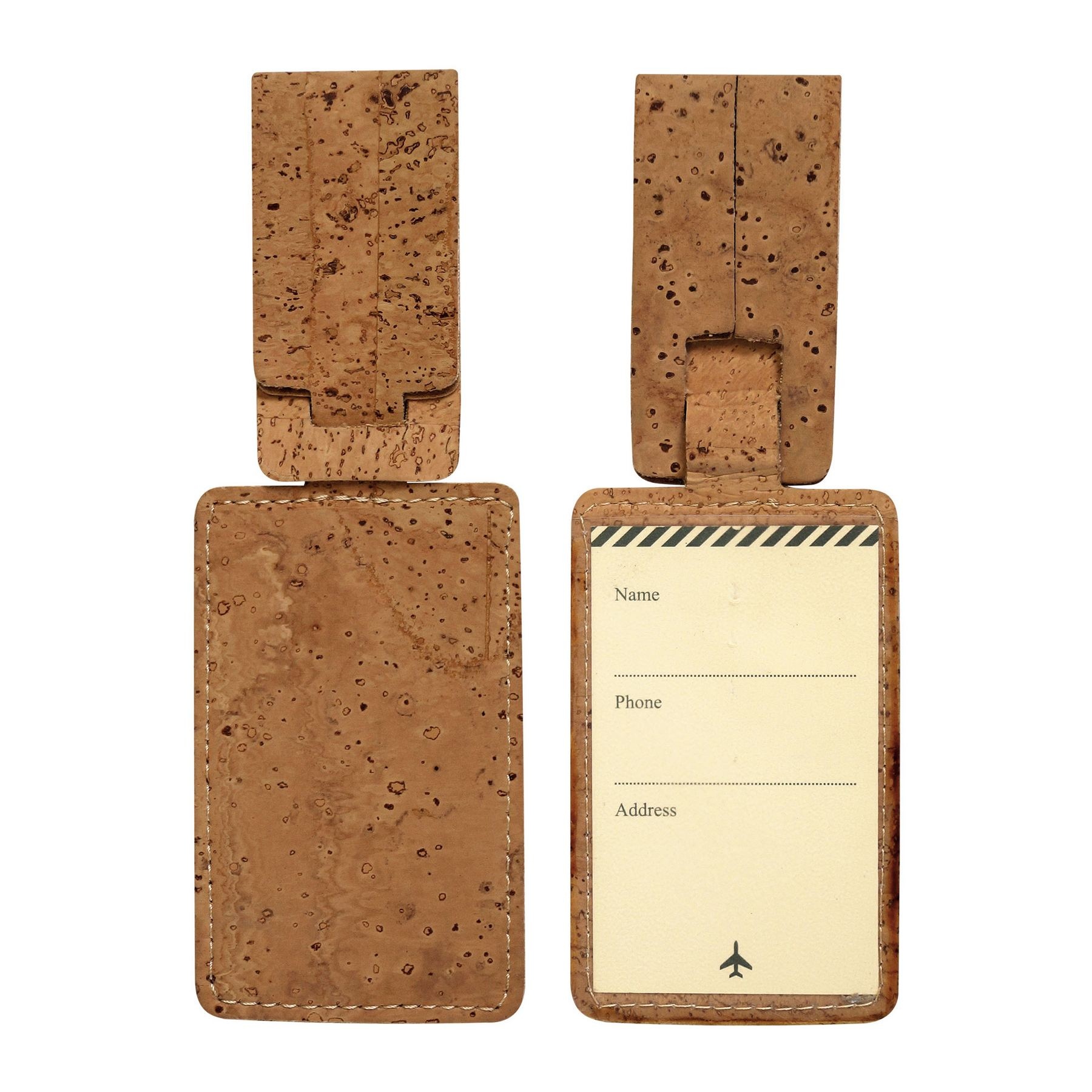 Etiquette à bagage publicitaire en liège - COCO | Objet Pub Design