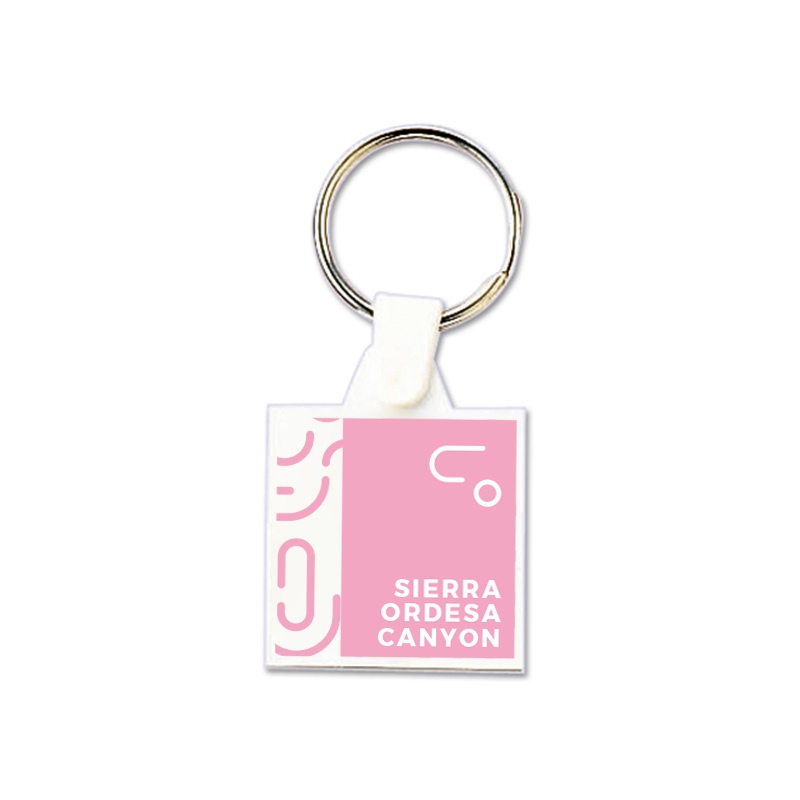 PORTE CLES PLASTIQUE SOUPLE CARRE 35x35 mm (anneau 25 mm)
