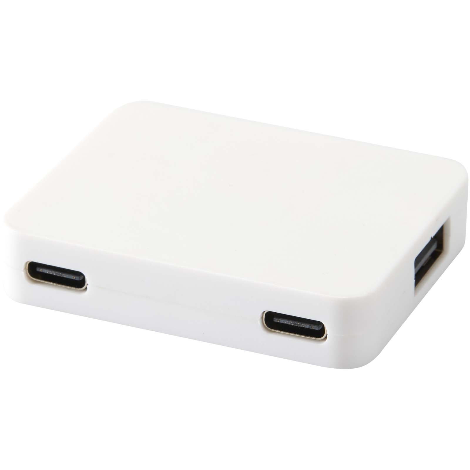 Hub USB 4 ports Gaia avec sortie USB-A et Type-C et double entrée - fabriqué en plastique recyclé