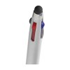 Stylo 3 couleurs avec embout/pointeur en caoutchouc pour écrans tactiles (comme iPhone/iPad), corps métallique, accent argenté et embout en caoutchouc