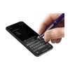 Stylo en métal à encre bleue avec embout/pointeur en caoutchouc pour écrans tactiles (comme iPhone/iPad), accents brillants et système à cliquet rotatif