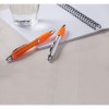 Stylo à encre bleue avec embout coloré antidérapant et clip en métal