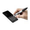 Stylo à encre bleue avec corps d'aspect métallique, embout antidérapant en caoutchouc, accents brillants, clip en métal, embout/pointeur pour écrans tactiles (comme iPhone/iPad)