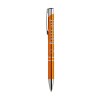 Stylo à bille à encre bleue en aluminium avec corps d'aspect métallique brillant et clip en métal