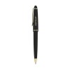 Stylo à encre bleue avec corps brillant, clip et pointe dorés et système de capuchon coulissant