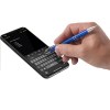 Stylo à encre bleue en aluminium avec embout/pointeur en caoutchouc pour écrans tactiles (comme iPhone/iPad), corps d'aspect métallique coloré mat et clip/bouton-poussoir en métal