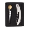 Ensemble de sommelier 2 pièces : ouvre-bouteille en acier mat et bouchon chromé avec embout en bois