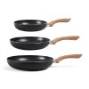 Set de 3 poêles aspect pierre et bois