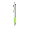 Stylo à encre bleue ou noire avec corps blanc avec embout coloré antidérapant et clip en métal