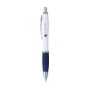 Stylo à encre bleue ou noire avec corps blanc avec embout coloré antidérapant et clip en métal