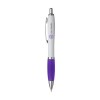 Stylo à encre bleue ou noire avec corps blanc avec embout coloré antidérapant et clip en métal