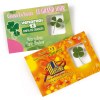 Porte bonheur en carte - Trèfle à 4 feuilles séché