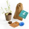 POCHON JUTE AVEC KIT DE CULTURE EN TOURBE