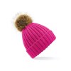 Bonnet epais avec pompon en fausse fourrure