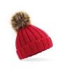 Bonnet epais avec pompon en fausse fourrure