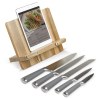 Support livre de cuisine avec 5 couteaux