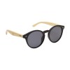 Lunettes de soleil tendances, avec une monture ronde noire matte, des branches en bambou, des verres noirs qui assurent une protection UV 400 (selon les normes européennes)