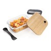 Boîte repas en verre avec couvercle en bambou