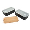 Bento 'Mihara', noir, avec couvercle en bambou