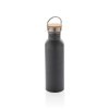 Bouteille en acier inoxydable avec couvercle en bambou