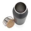 Bouteille en acier inoxydable avec couvercle en bambou