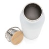 Bouteille en acier inoxydable avec couvercle en bambou