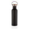 Bouteille en acier inoxydable avec couvercle en bambou