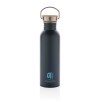 Bouteille en acier inoxydable avec couvercle en bambou
