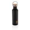 Bouteille en acier inoxydable avec couvercle en bambou
