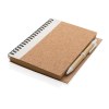 Cahier à spirales en liège avec stylo