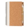 Cahier à spirales en liège avec stylo