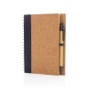 Cahier à spirales en liège avec stylo