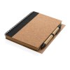 Cahier à spirales en liège avec stylo