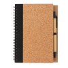 Cahier à spirales en liège avec stylo