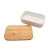 Bento 'Akita', blanc, avec couvercle en bambou