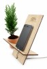 Support téléphone bois avec plante